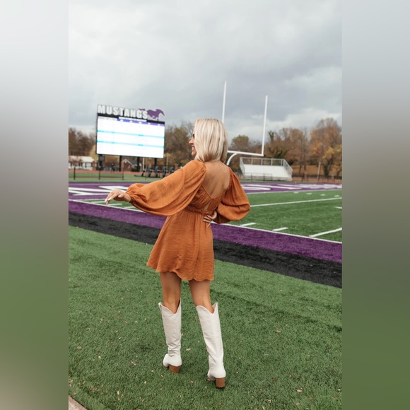 The Post Ali Romper Dress in Copper / Rust Orange Color in Size S - Picture 7 of 8